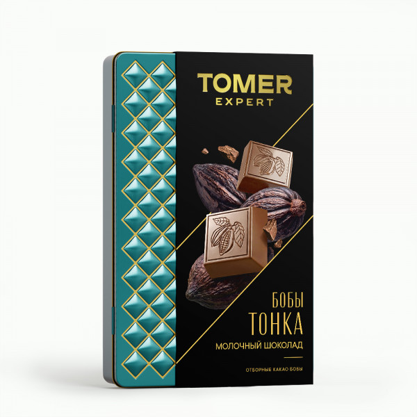 №1 Фабрика Томер металлический бокс Молочный шоколад БОБЫ ТОНКА , 90г в Ставрополе