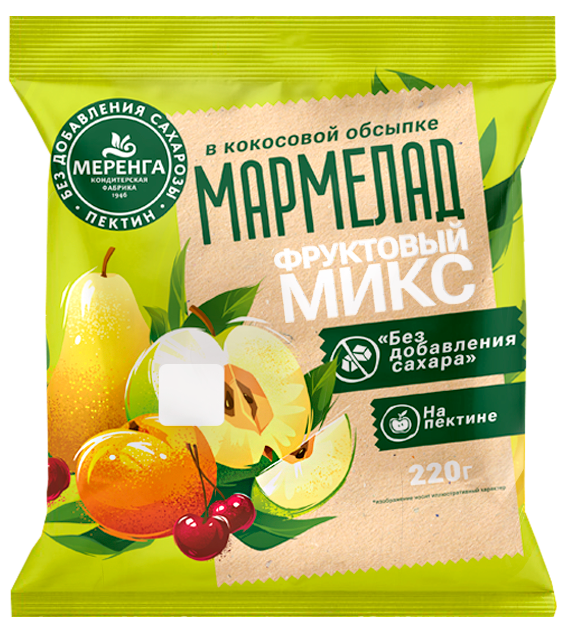  Меренга Мармелад без сахара в кокосовой обсыпке Фруктовый микс, 220г   в Ставрополе