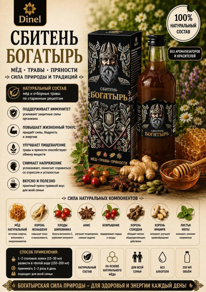 Сбитень Богатырь, 250мл  в Ставрополе