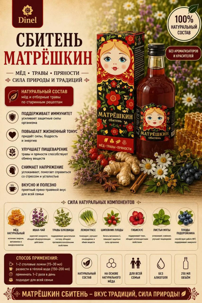  Сбитень Матрёшкин, 250мл  в Ставрополе